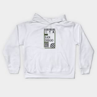 san diego flight ticket boarding pass polos Kids Hoodie